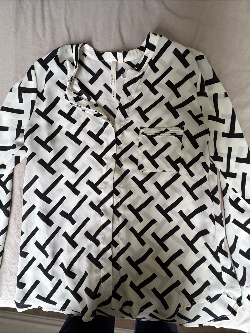 Bellatrix Black and White Geometric Print Blouse